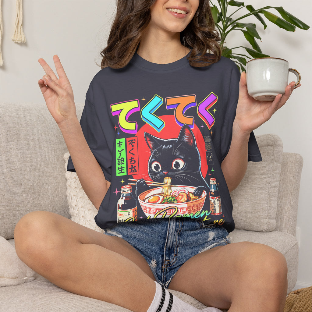 Cute Black Cat Ramen Classic Tee | Japanese Food | Retro Gift