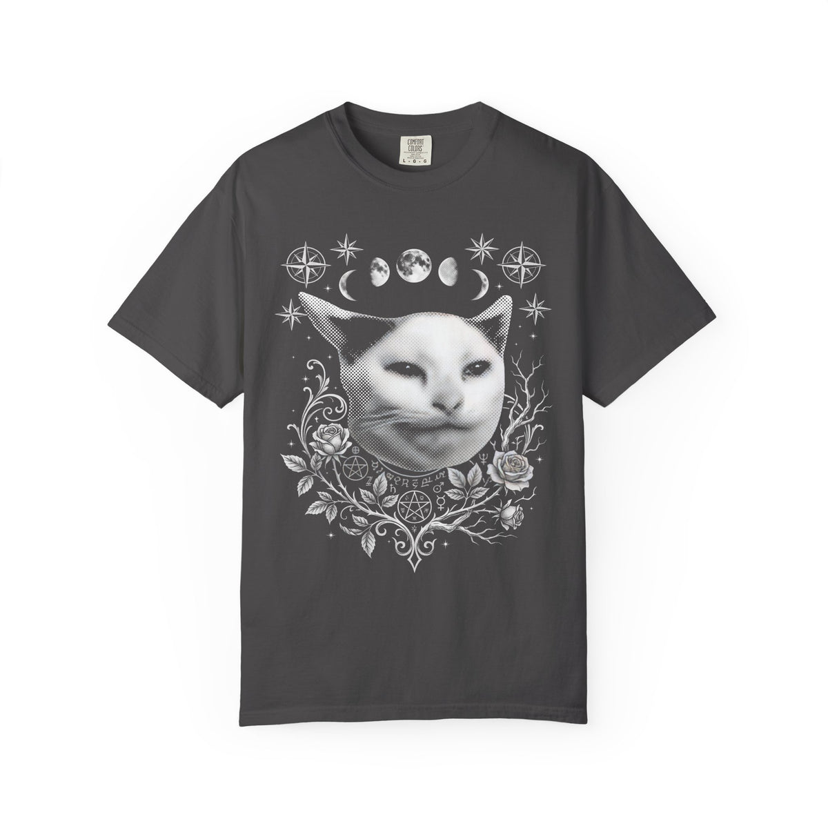 Split Face Cosmic Cat Classic Tee | Mystic Retro | Astro Art