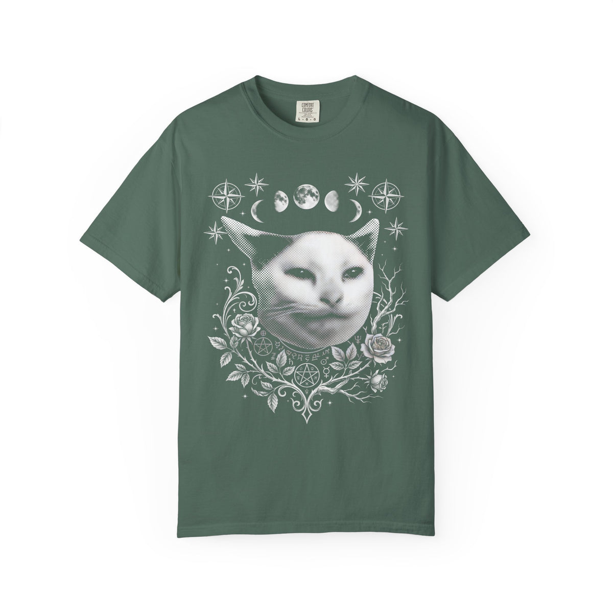 Split Face Cosmic Cat Classic Tee | Mystic Retro | Astro Art