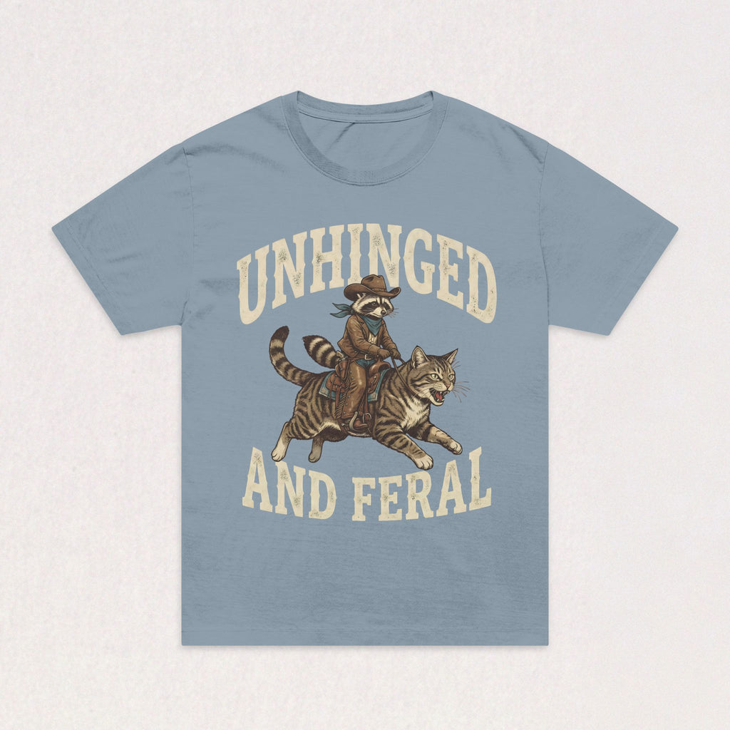 Unhinged and Feral T-Shirt — Vintage Raccoon Riding Tiger Graphic Oversized Tee