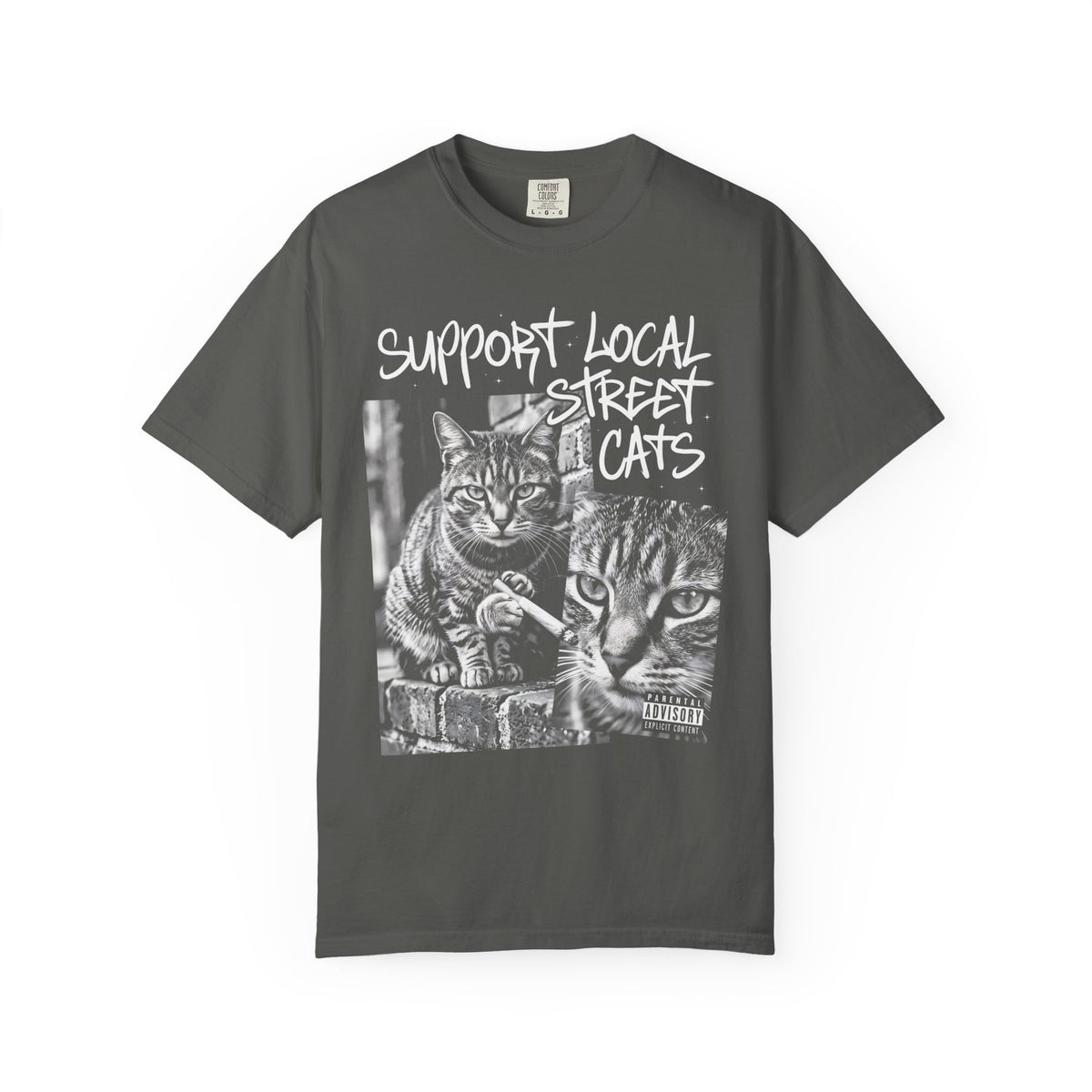 Support Local Street Cats Classic Tee | Smoking Cat Art
