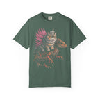 Cat Riding Raptor Classic Tee | Fantasy Dinosaur | Vintage Magic