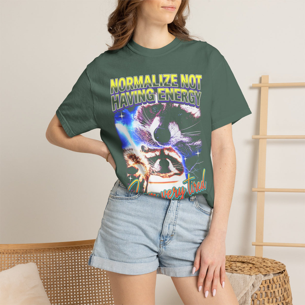 Normalize Not Having Energy Classic Tee | Tired Raccoon Meme