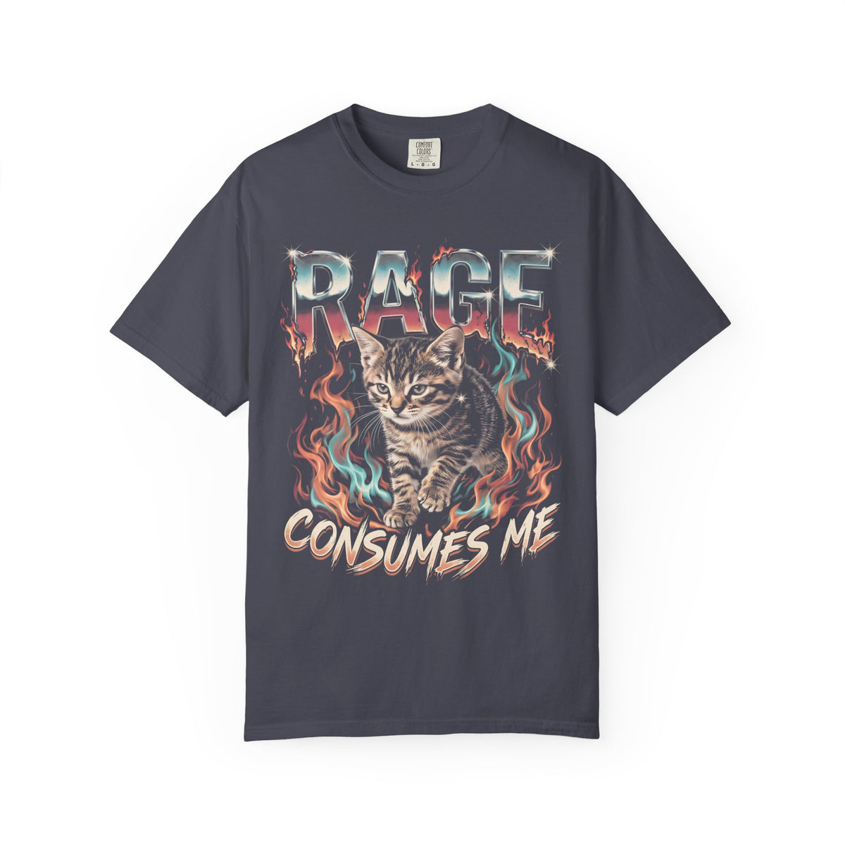 Rage Consumes Me Kitten Classic Tee | Fiery Cat | Retro Meme