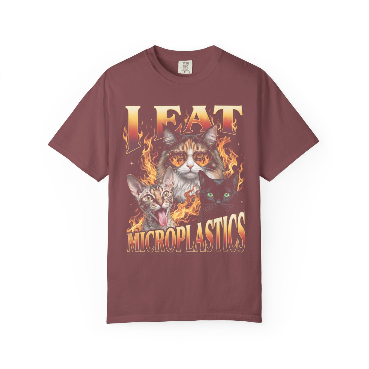 I Eat Microplastics Classic Tee | Funny Cat Meme | Fire Flames