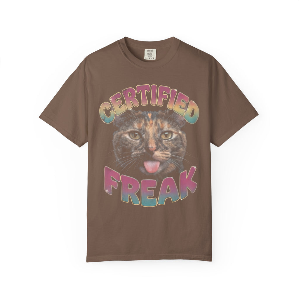Certified Freak Cat Classic Tee | Funny Blep Mlem | Retro Art