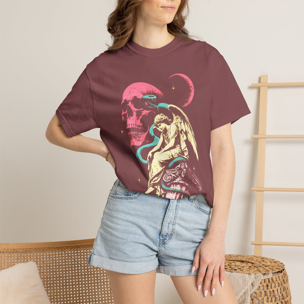 Skull Snake Angel Classic Tee | Retro Gothic | Vintage Gift
