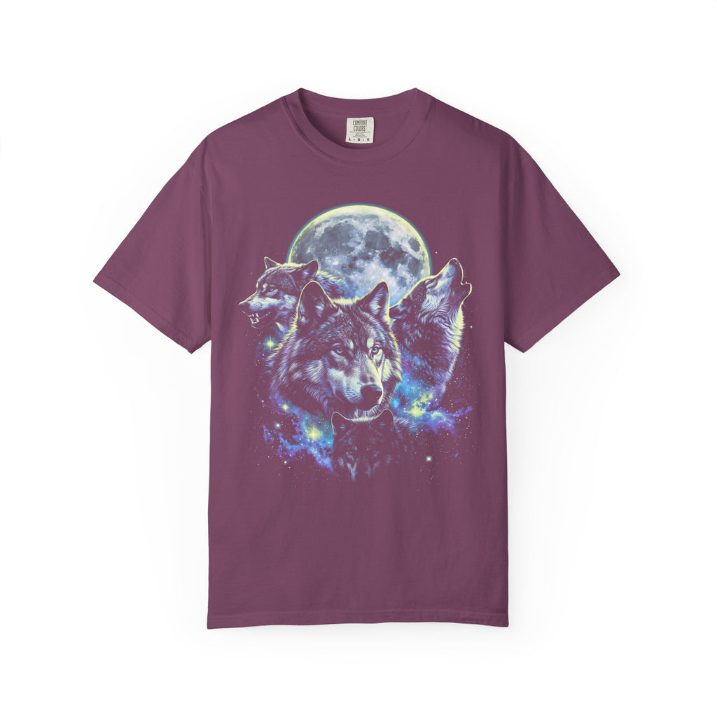 Wolf Pack Classic Tee | Galaxy Full Moon | Wildlife Nature