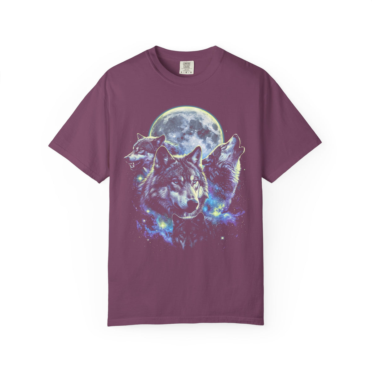 Wolf Pack Classic Tee | Galaxy Full Moon | Wildlife Nature