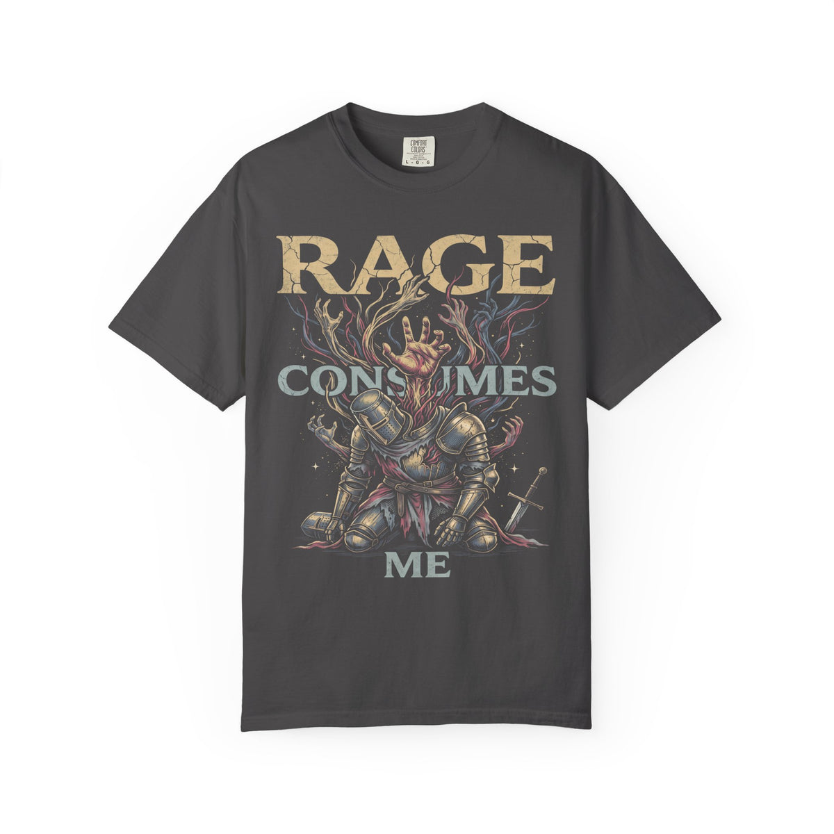RAGE CONSUMES ME Classic Tee | Kneeling Knight | Dark Fantasy