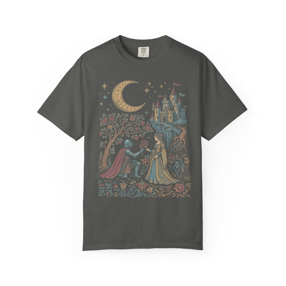 Medieval Knight And Lady Classic Tee | Vintage Romance | Castle Moon