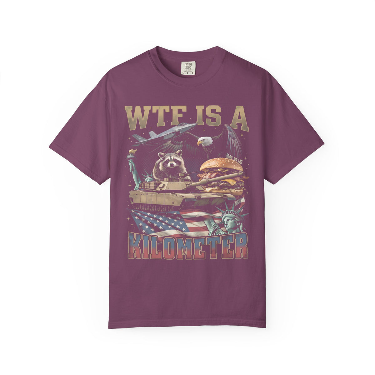 WTF Is A Kilometer Classic Tee | Patriotic Meme | USA Flag