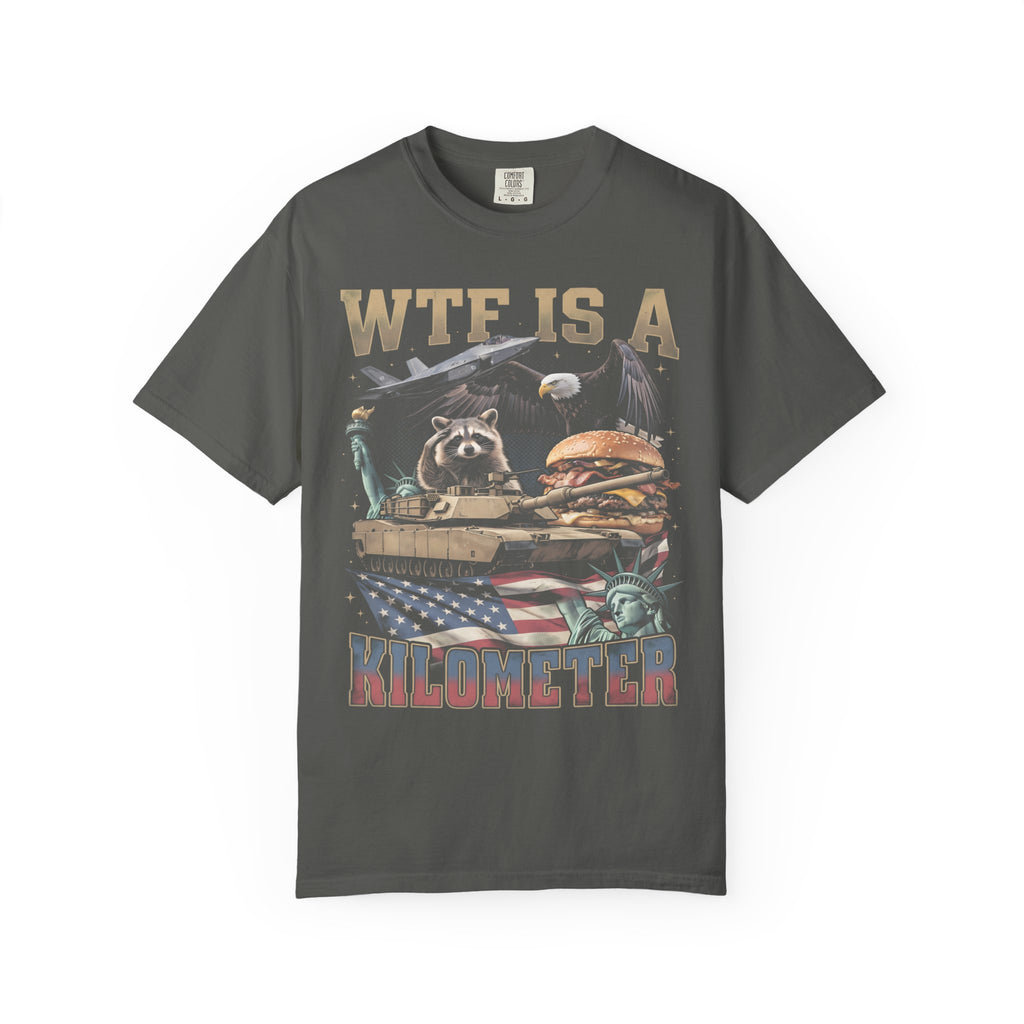 WTF Is A Kilometer Classic Tee | Patriotic Meme | USA Flag
