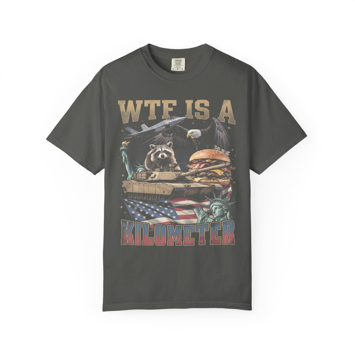 WTF Is A Kilometer Classic Tee | Patriotic Meme | USA Flag
