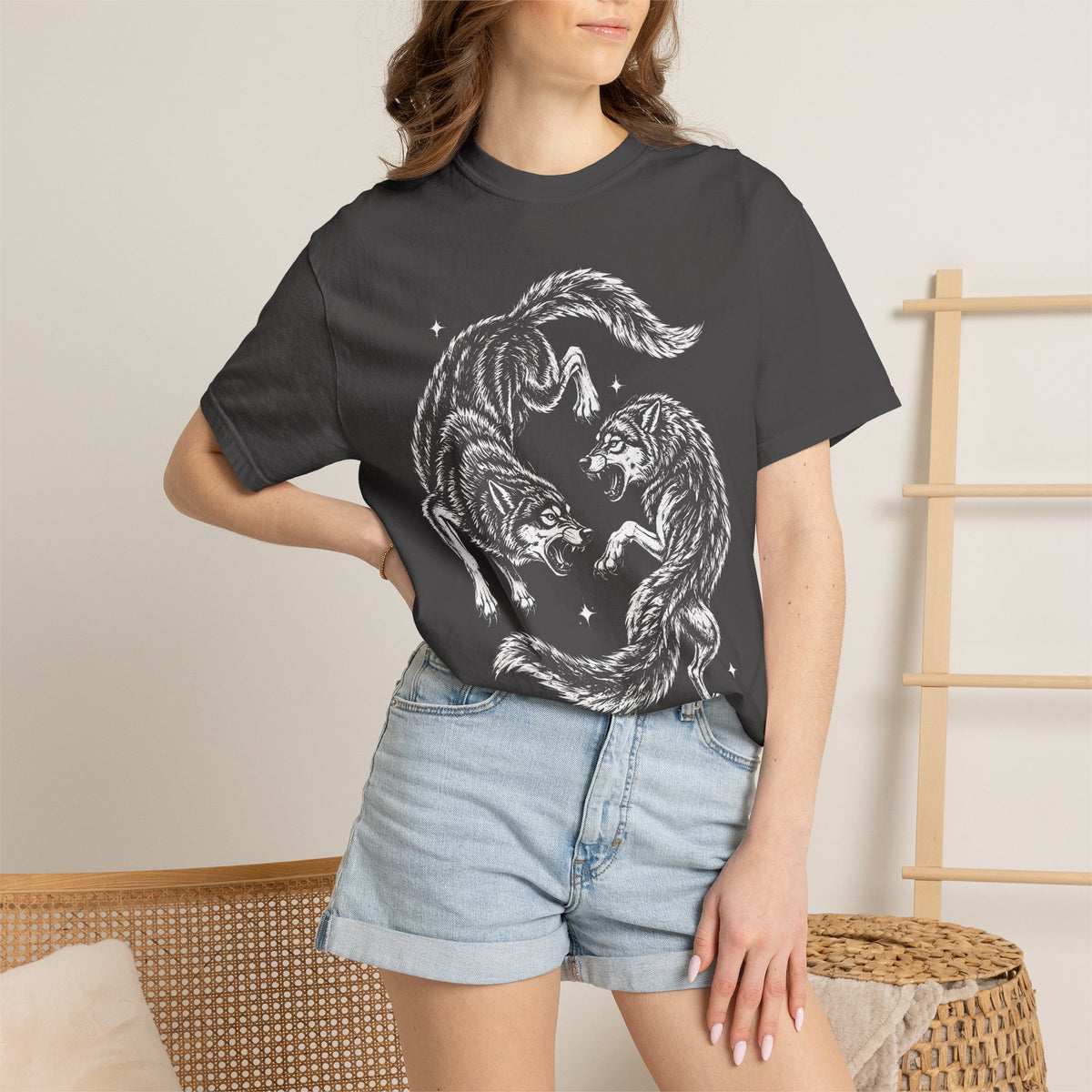 Twin Wolves Classic Tee | 90s Vintage | Dark Nature Wolf