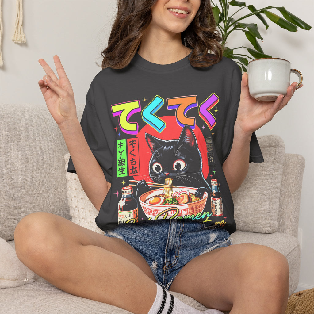 Cute Black Cat Ramen Classic Tee | Japanese Food | Retro Gift