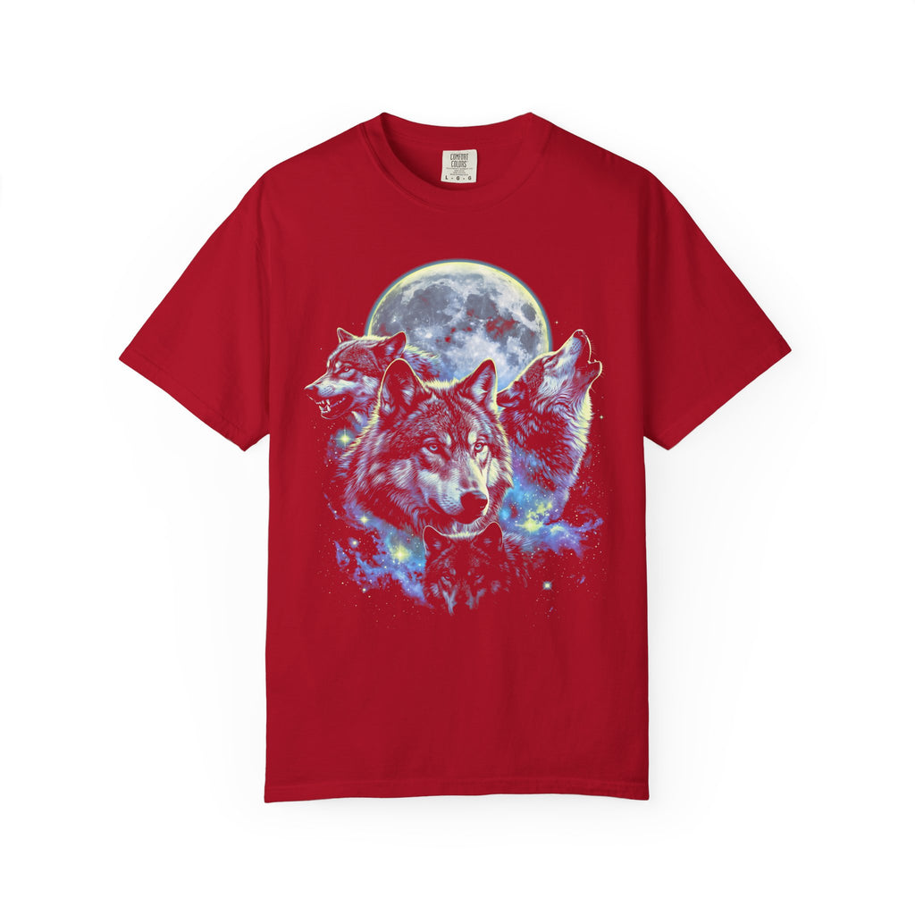 Wolf Pack Classic Tee | Galaxy Full Moon | Wildlife Nature