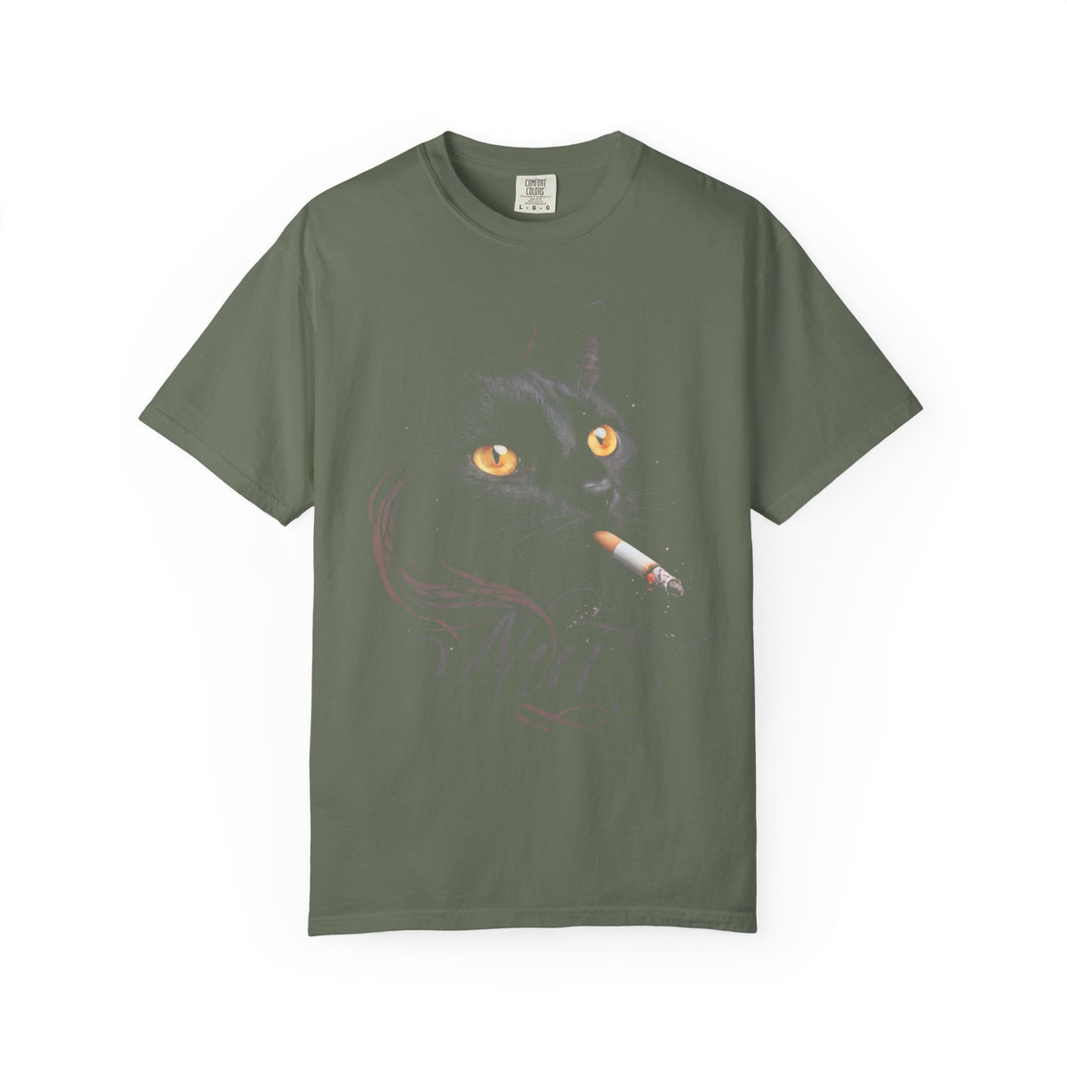 Nuit Black Cat Classic Tee | Edgy Vintage Art | Night Cigarette