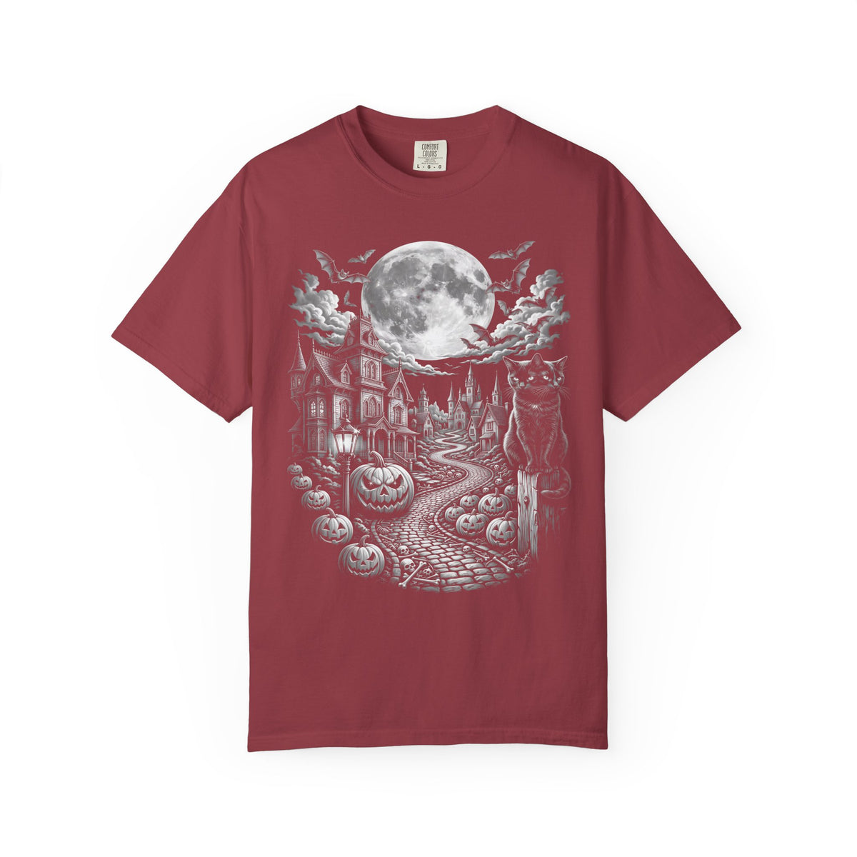 Halloween Haunted House Classic Tee | Spooky Black Cat Moon