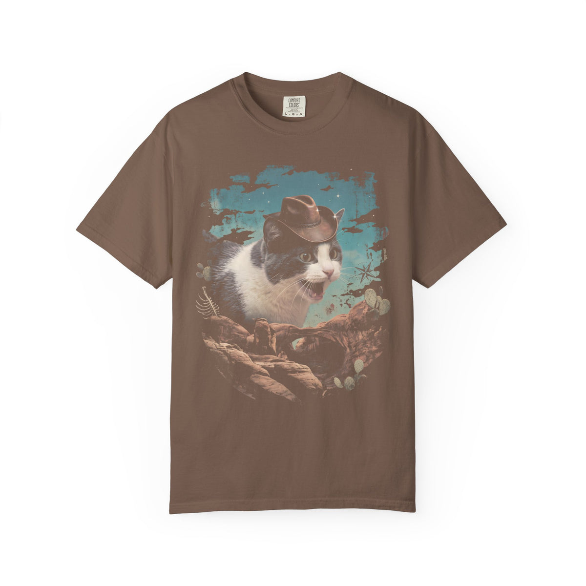 Screaming Meowboy Cat Classic Tee | Wild West Desert | Cactus