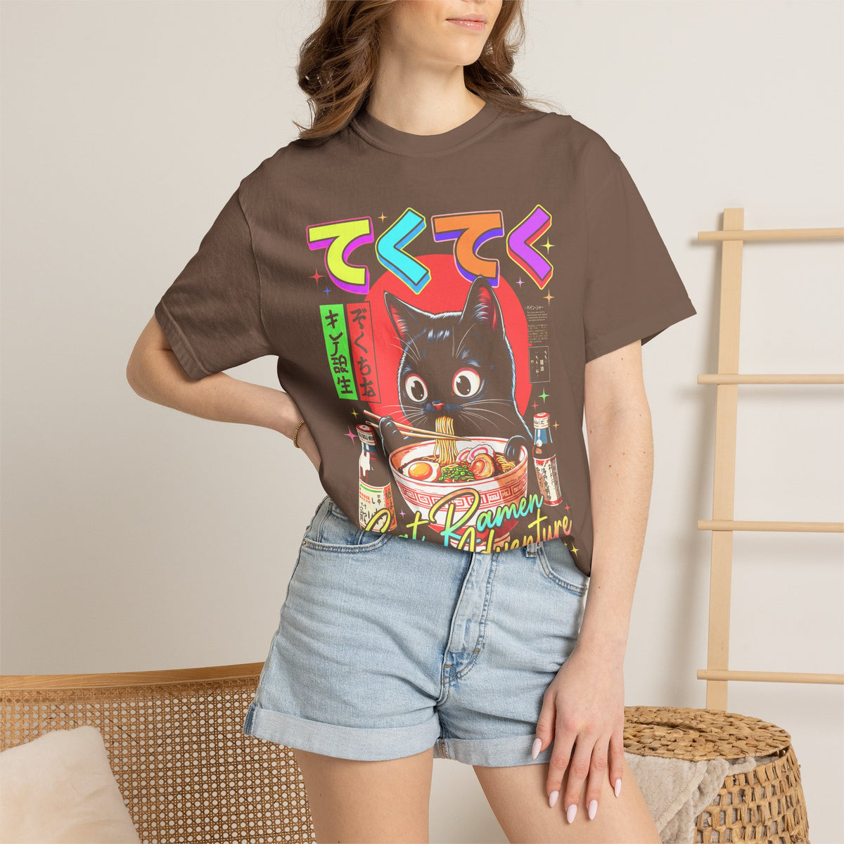Cute Black Cat Ramen Classic Tee | Japanese Food | Retro Gift