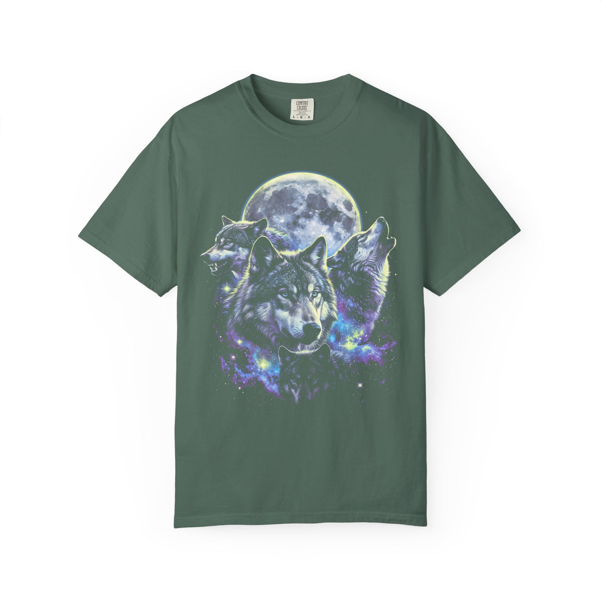 Wolf Pack Classic Tee | Galaxy Full Moon | Wildlife Nature