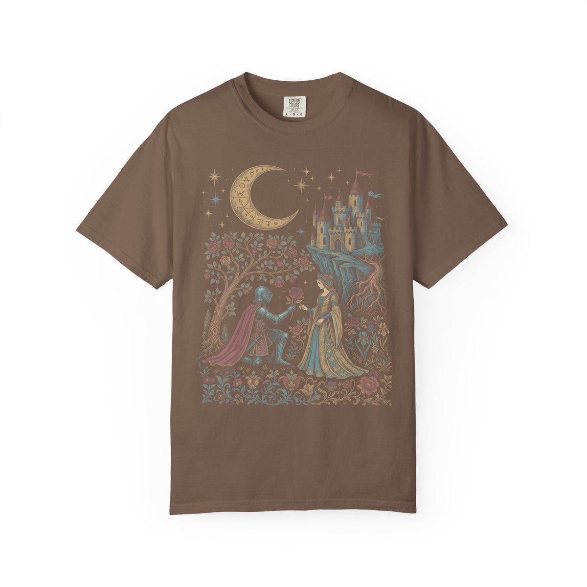 Medieval Knight And Lady Classic Tee | Vintage Romance | Castle Moon