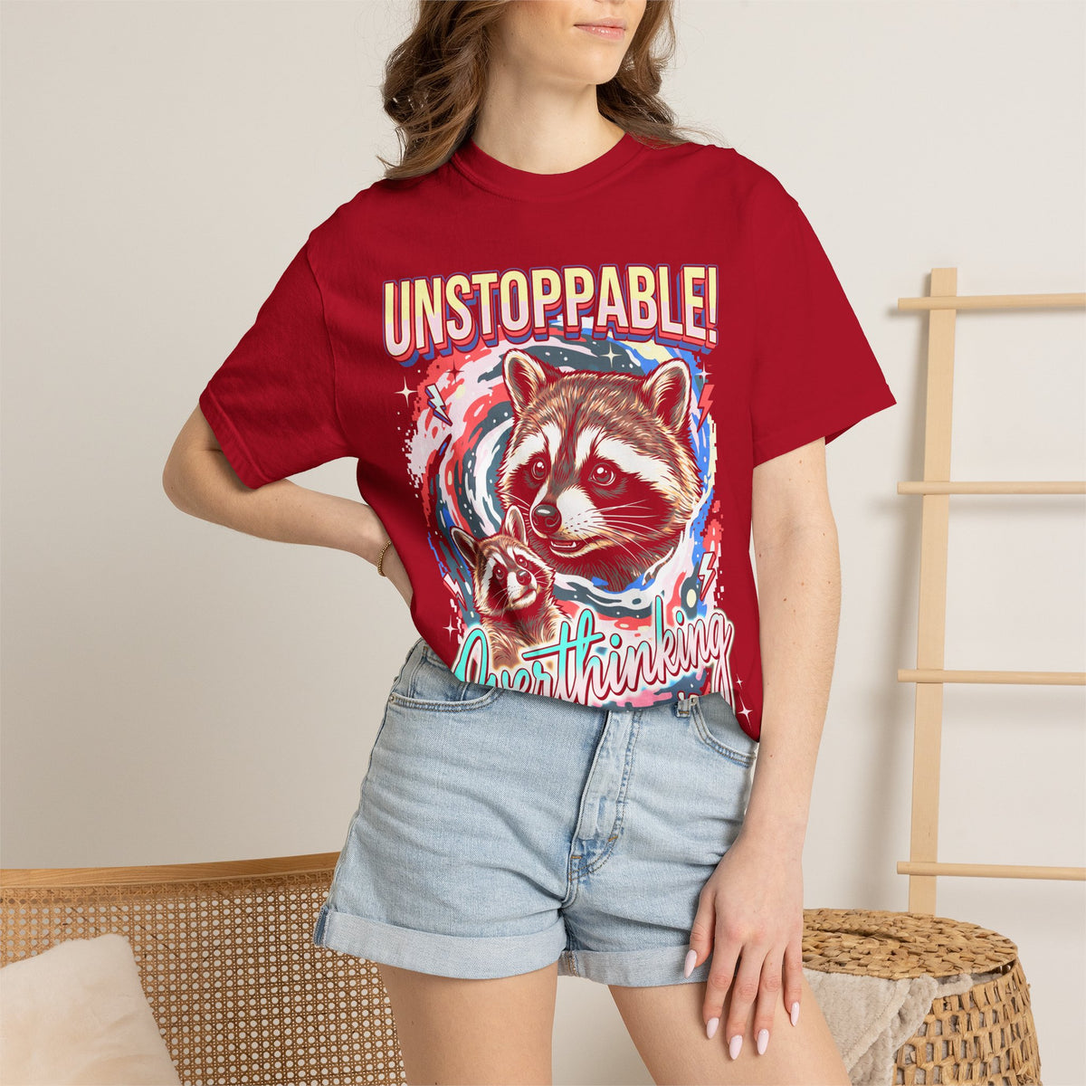 Unstoppable Overthinking Raccoon Classic Tee | 90s Funny Gift
