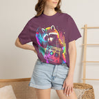 Neon DJ Raccoon Classic Tee | Synthwave Retro | Music Gift