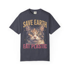 Save Earth Eat Plastic Classic Tee | Sarcastic Cat | Weird Art