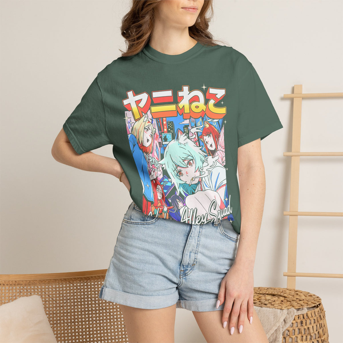Neko Alley Squad Classic Tee | Anime Cat Girl | Retro Graphic