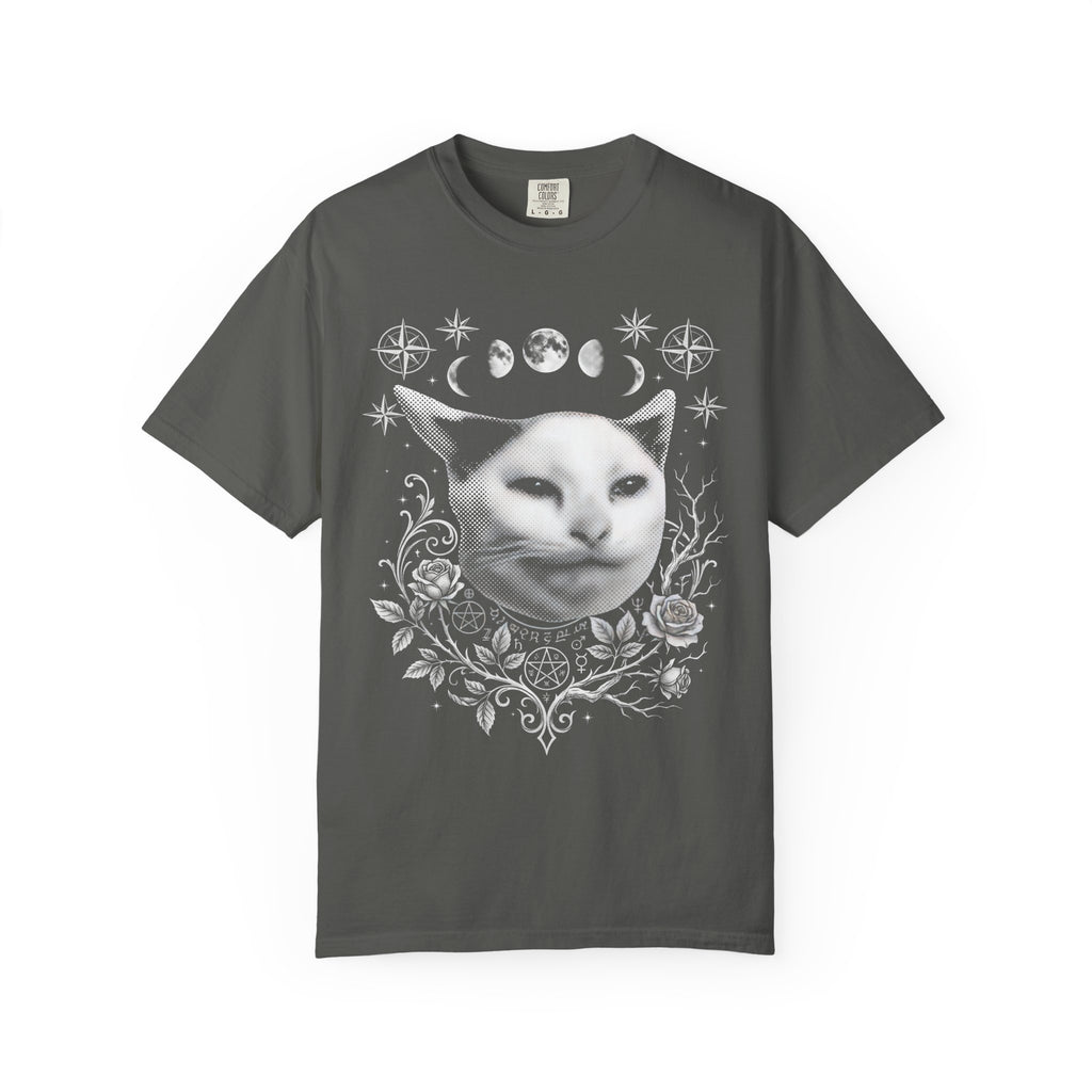 Split Face Cosmic Cat Classic Tee | Mystic Retro | Astro Art