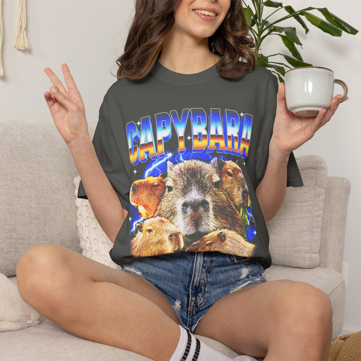 Capybara Lightning Classic Tee | 90s Retro | Animal Gift