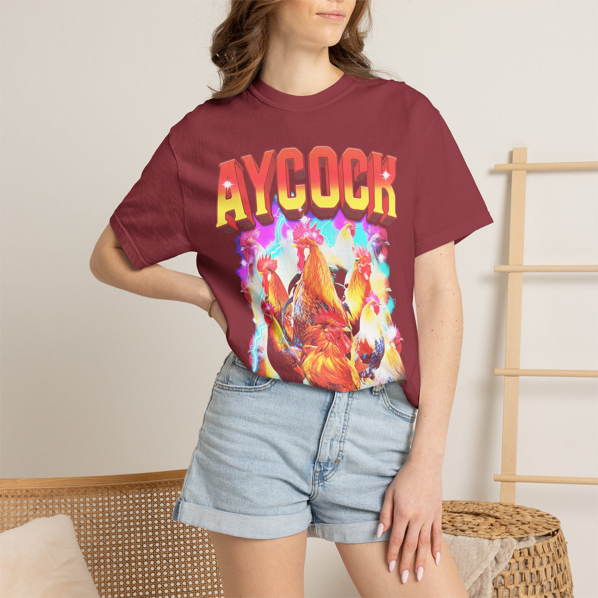 Aycock Vintage Rooster Classic Tee | 90s Chicken | Meme Gift