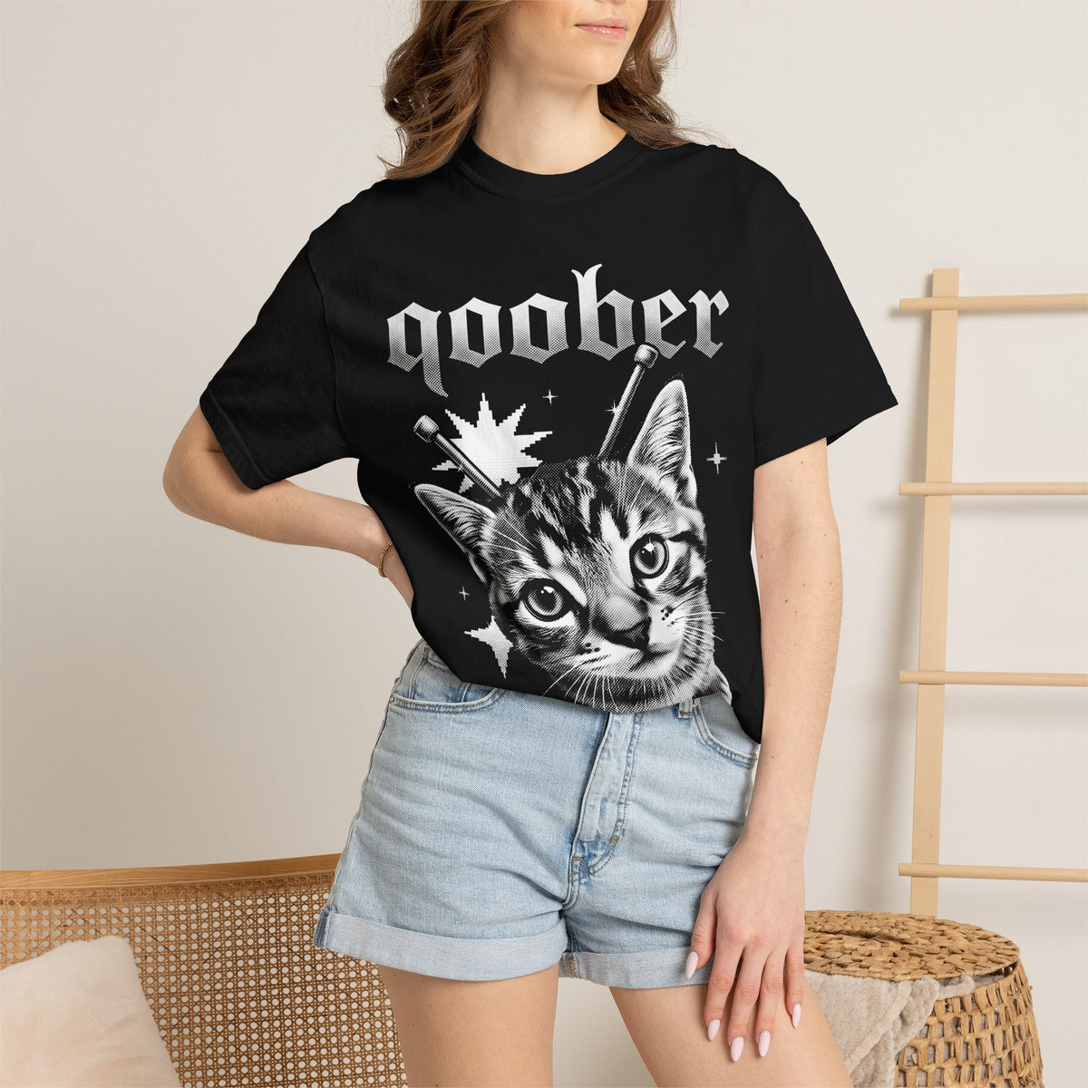 Qoober Gothic Cat Classic Tee | Metal Kitten | Punk Aesthetic