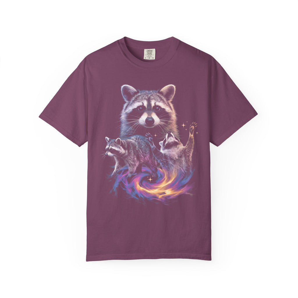 Cosmic Trio Raccoon Classic Tee | Galaxy Vortex | Psychedelic