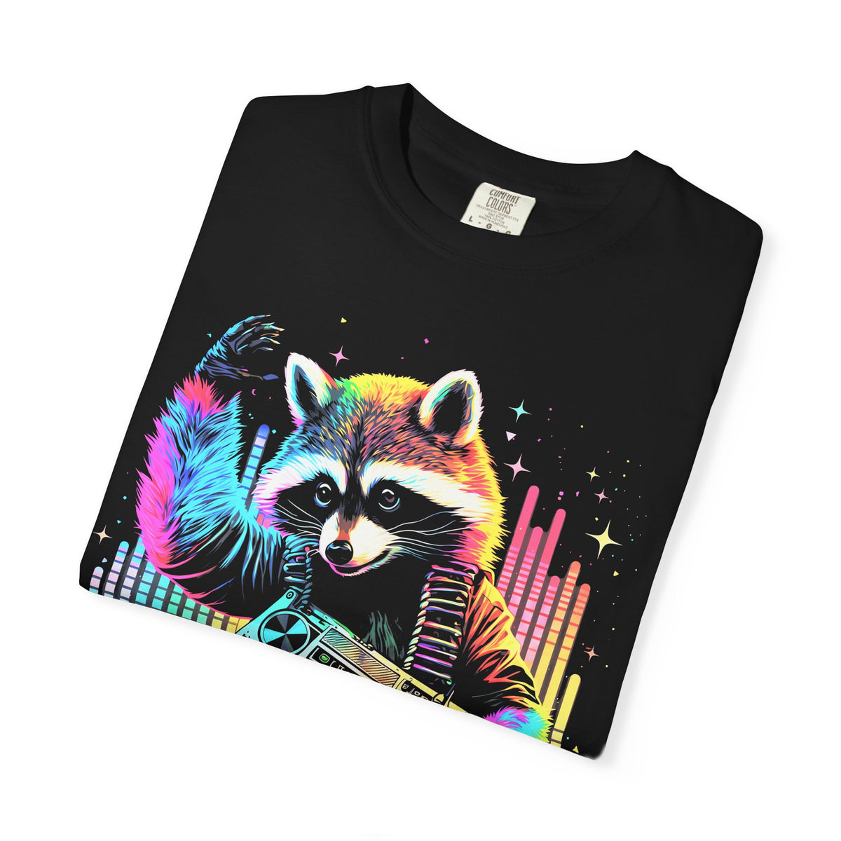 Neon DJ Raccoon Classic Tee | Synthwave Retro | Music Gift