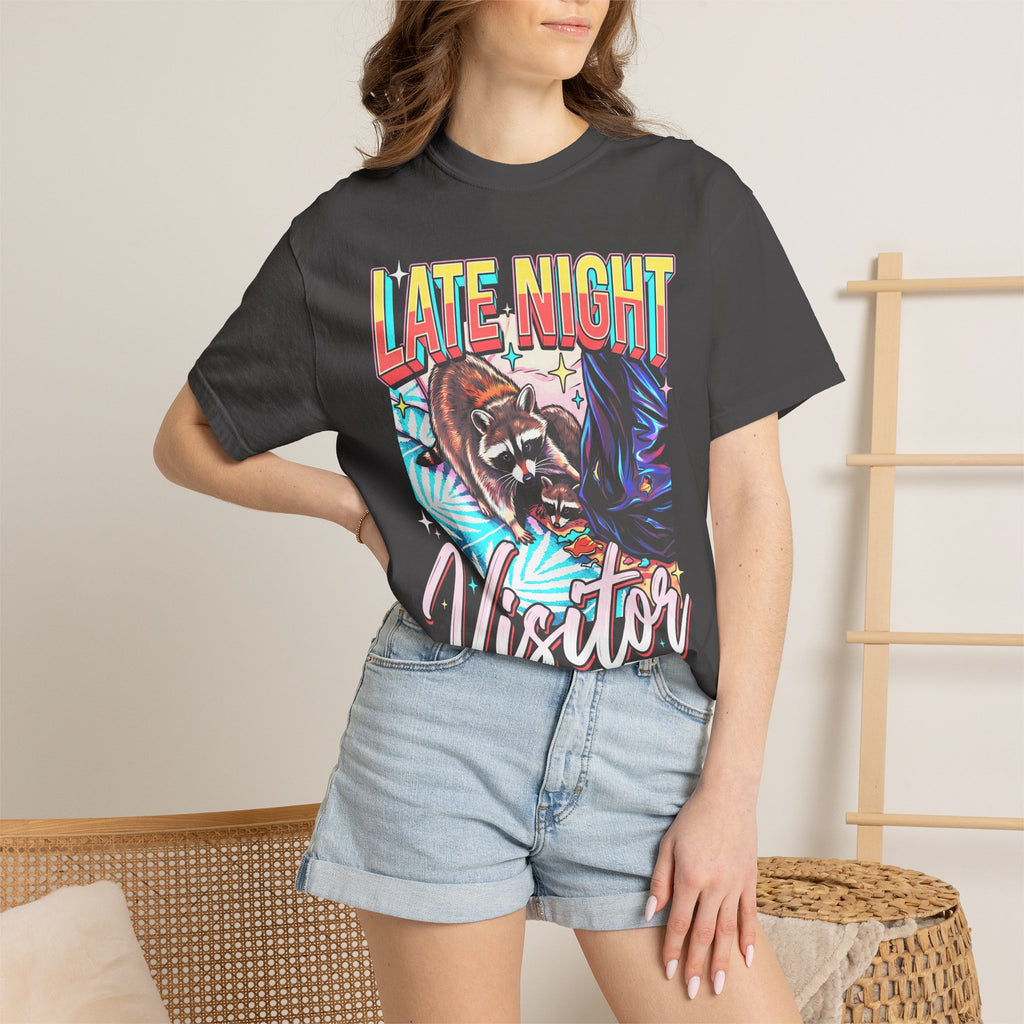 Late Night Visitor Raccoon Classic Tee | Retro Neon | Vintage