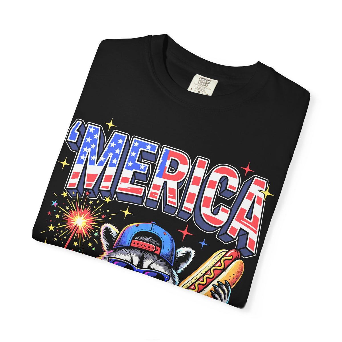 Merica Patriotic Raccoon Classic Tee | 4th Of July | USA Flag