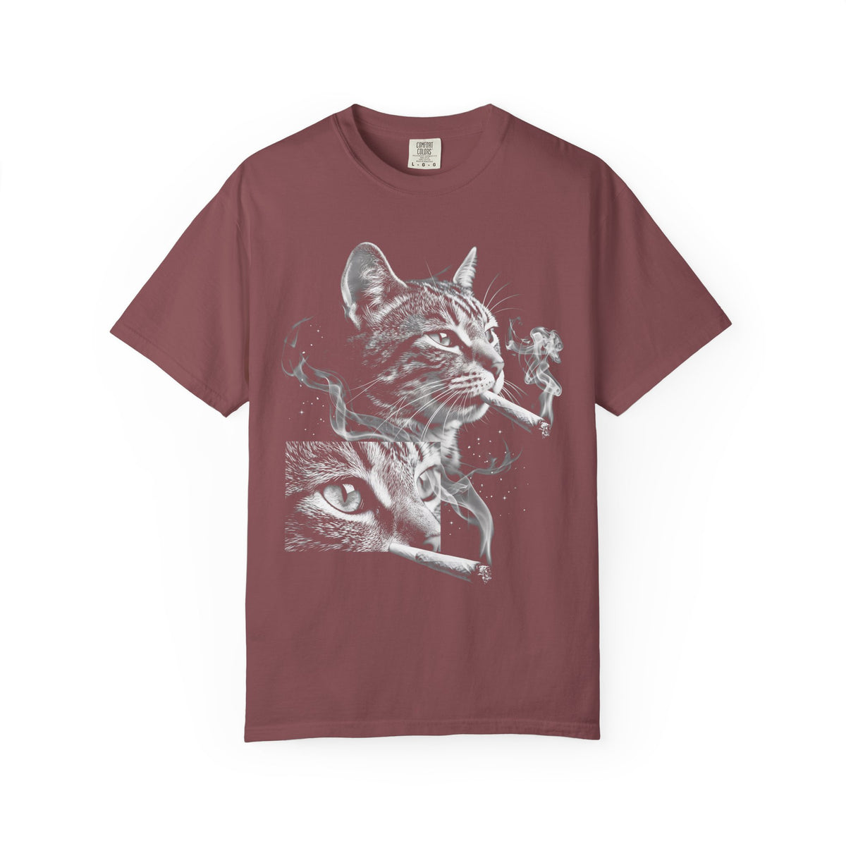 Cosmic Smoking Cat Classic Tee | Noir Space Art | Vintage Smoke