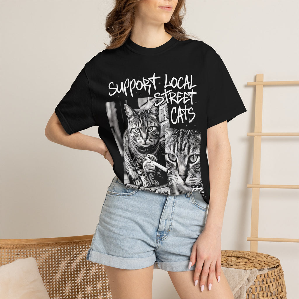 Support Local Street Cats Classic Tee | Smoking Cat Art