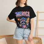 Merica Patriotic Raccoon T-Shirt - 4th Of July USA Flag Graphic Tee