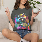 Neon DJ Raccoon Classic Tee | Synthwave Retro | Music Gift