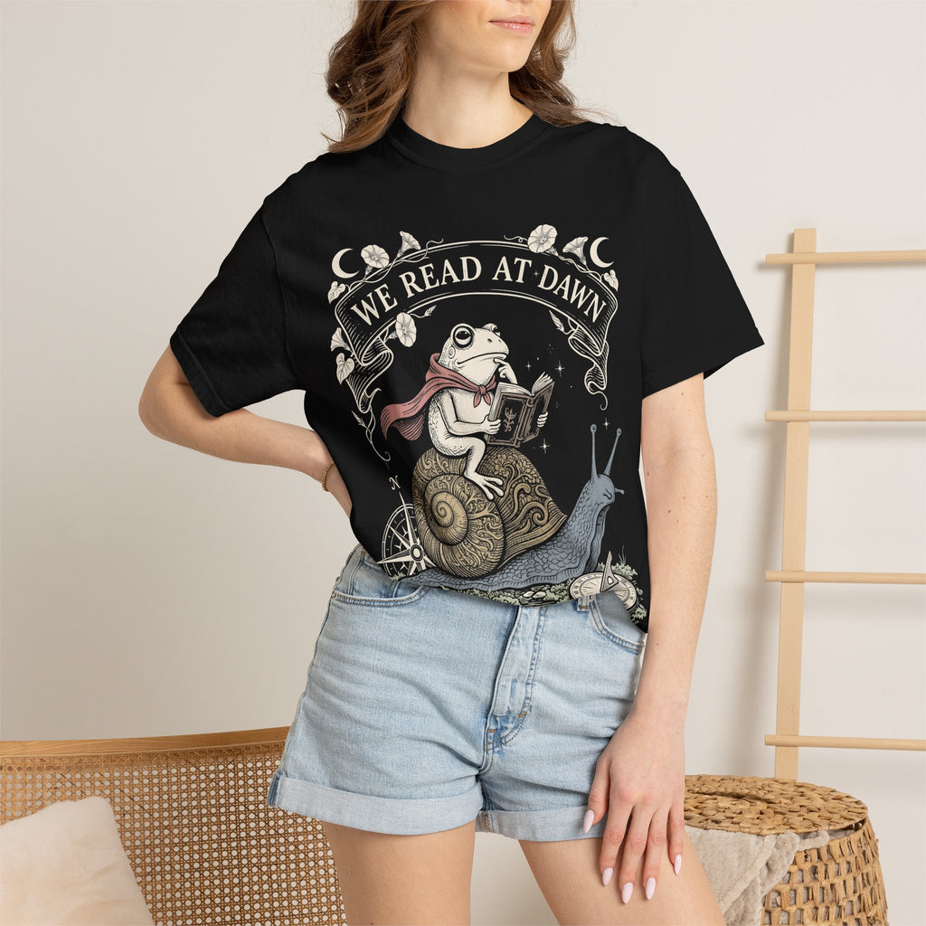 We Read At Dawn Classic Tee | Wizard Toad | Magical Books