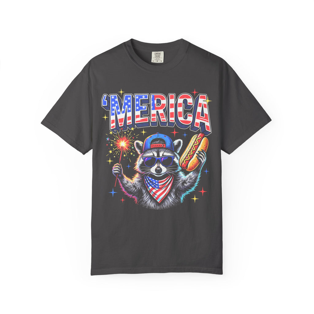 Merica Patriotic Raccoon Classic Tee | 4th Of July | USA Flag