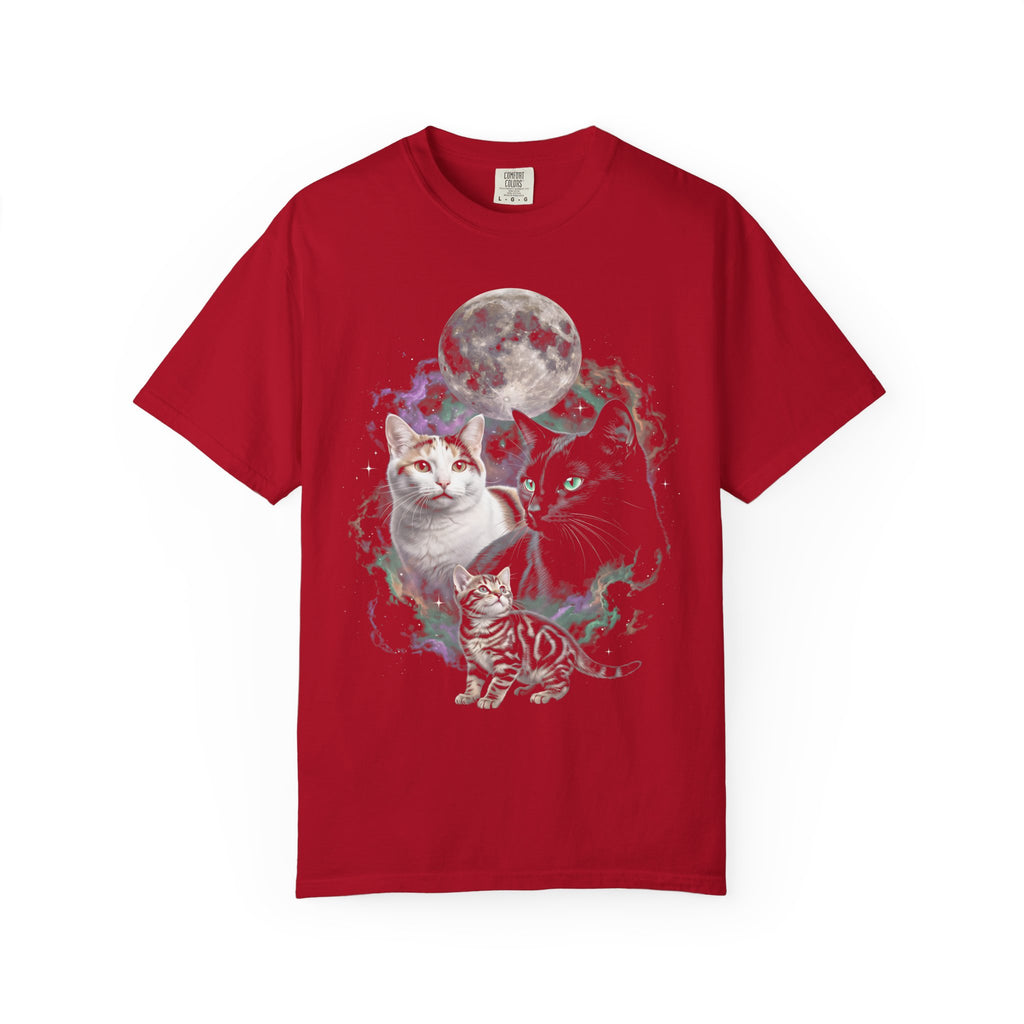 Cosmic Galaxy Cats Classic Tee | Celestial Moon | Space Nebula