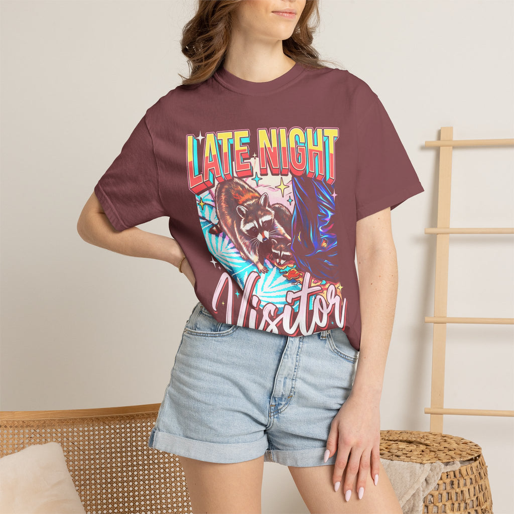 Late Night Visitor Raccoon Classic Tee | Retro Neon | Vintage