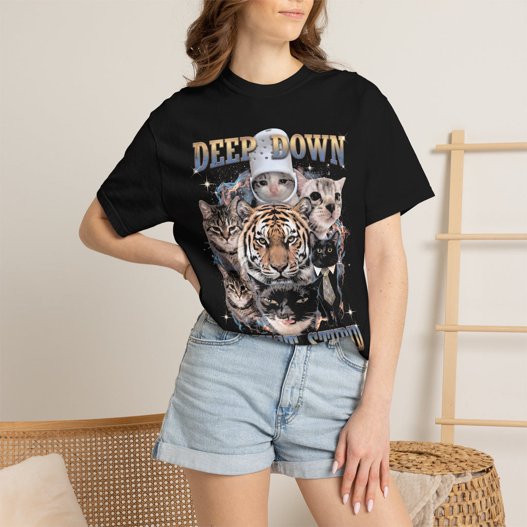 Deep Down Im Just Stupid Classic Tee | Tiger Cat | Galaxy Meme