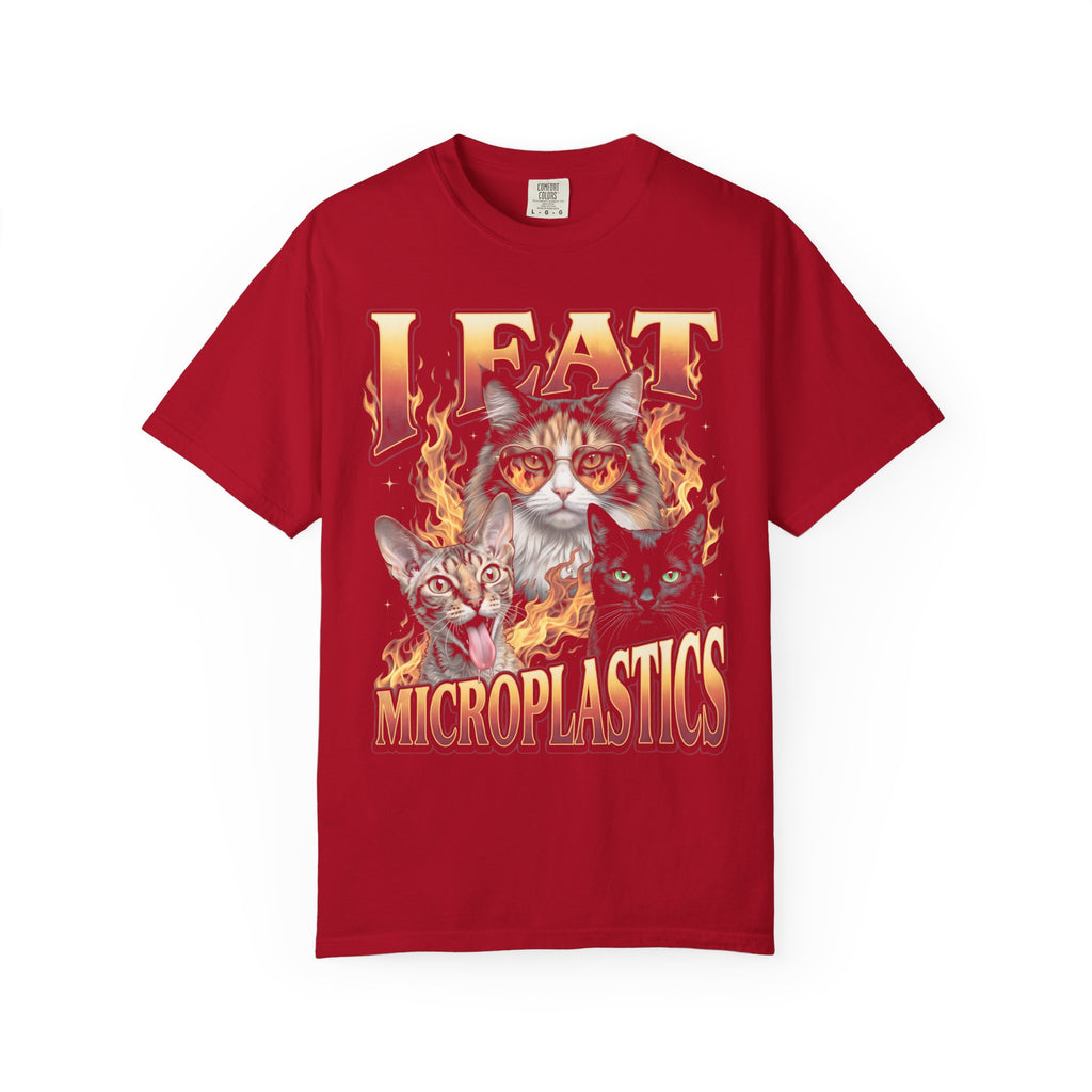 I Eat Microplastics Classic Tee | Funny Cat Meme | Fire Flames