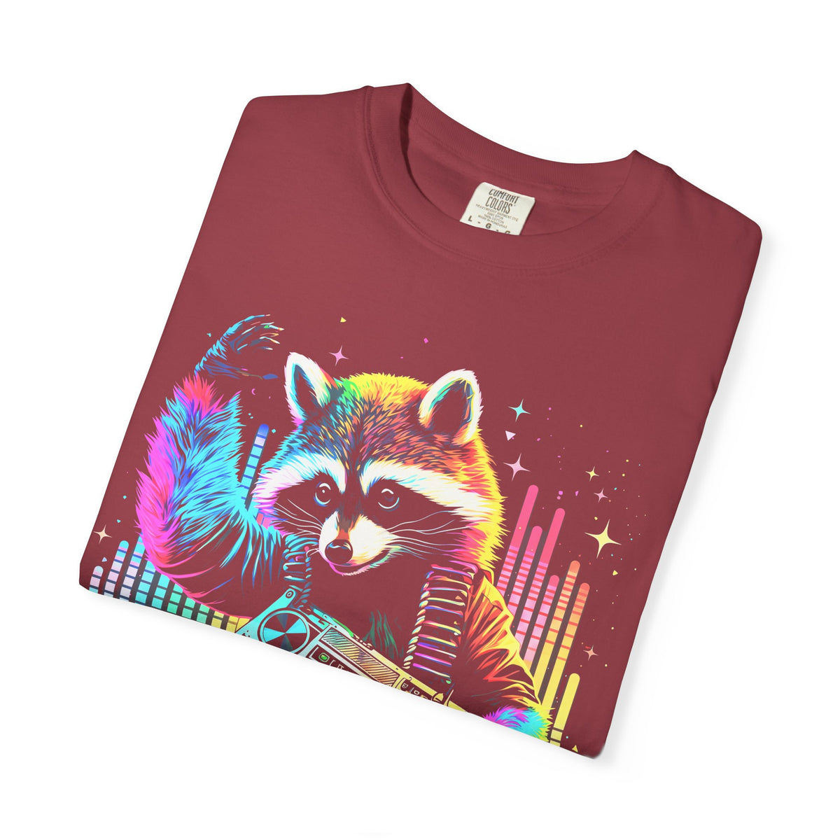 Neon DJ Raccoon Classic Tee | Synthwave Retro | Music Gift